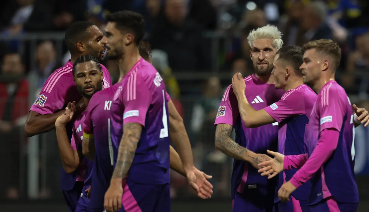 Menyambangi Bosnia-Herzegovina, timnas Jerman tampil impresif dan menang 2-1. (AP Photo/Armin Durgut)