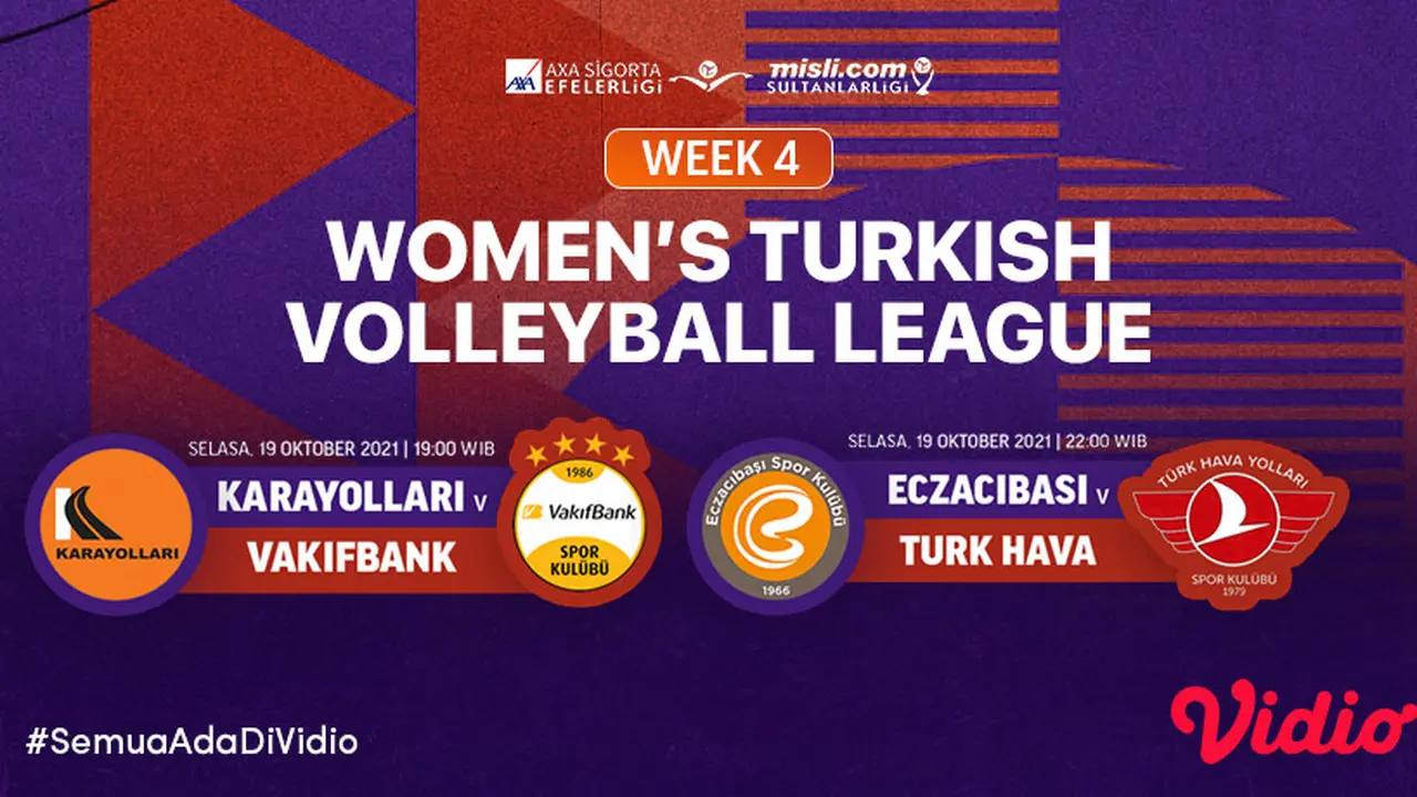 Link Live Streaming Liga Voli Turki di Vidio Malam Ini, Selasa 19 Oktober 2021