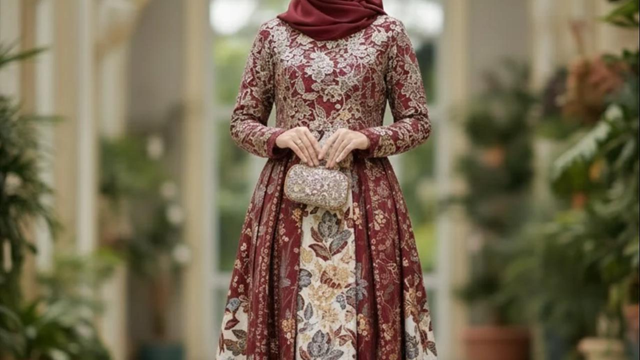 Model Gamis Batik Brokat