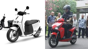 Membandingkan motor listrik Gesits (kanan) dengan Gogoro 2 (kiri) asal Taiwan.