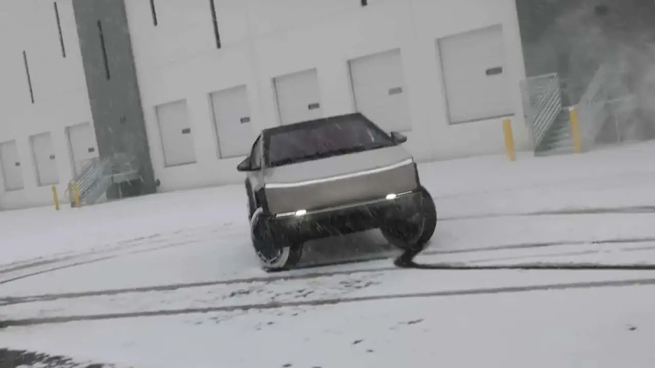Tesla Cybertruck bermanuver zigzag