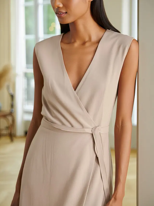 Gaun Pesta V-Neck Minimalis