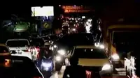 Arus lalu lintas di kawasan Puncak Bogor macet pada Jumat malam, 23 Desember 2016.