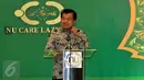 Wapres Jusuf Kalla memberikan sambutan pada peluncuran  NU Care Lembaga Amil Zakat Infaq dan Shadaqah (Lazisnu) di Jakarta, Kamis (25/2). NU Care memberikan kemudahaan pada masyarakat untuk berzakat dengan tertib. (Liputan6.com/JohanTallo)