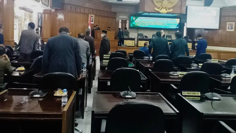 Ruang paripurna DPRD Tuban yang bakal di renovasi menggunakan uang rakyat di Perubahan APBD tahun anggaran 2021. (Ahmad Adirin/Liputan6.com)