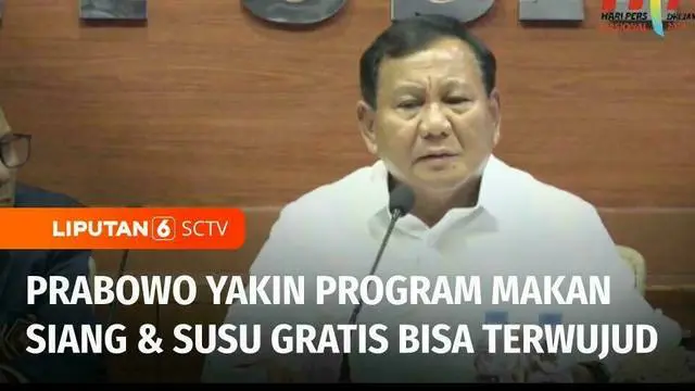 Calon Presiden nomor urut 2, Prabowo Subianto yakin program makan siang dan susu gratis bisa diwujudkan, meski butuh biaya lebih dari Rp 400 triliun, Prabowo mengklaim telah menyiapkan strategi khusus untuk mewujudkan program unggulannya itu.