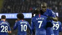 N'Golo Kante mencetak gol terlebih dahulu untuk Chelsea saat menghadapi Manchester City (AP)