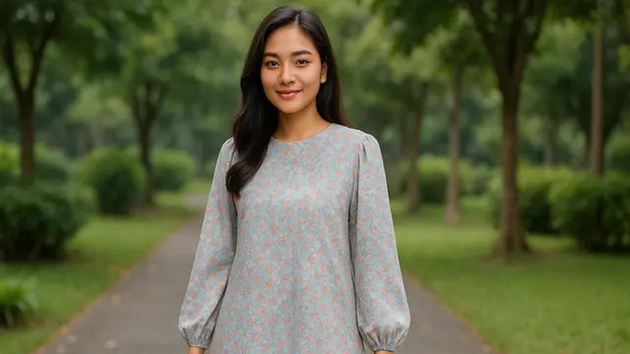 7 Model Tunik Motif Bunga Kecil Lengan Bishop, Bikin Tampilan Feminin dan Anggun di Segala Acara