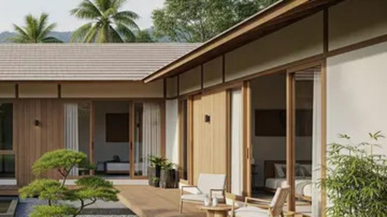 Rumah Gaya Japandi Modern dengan Taman Zen Mini dan Pemandangan Alam.