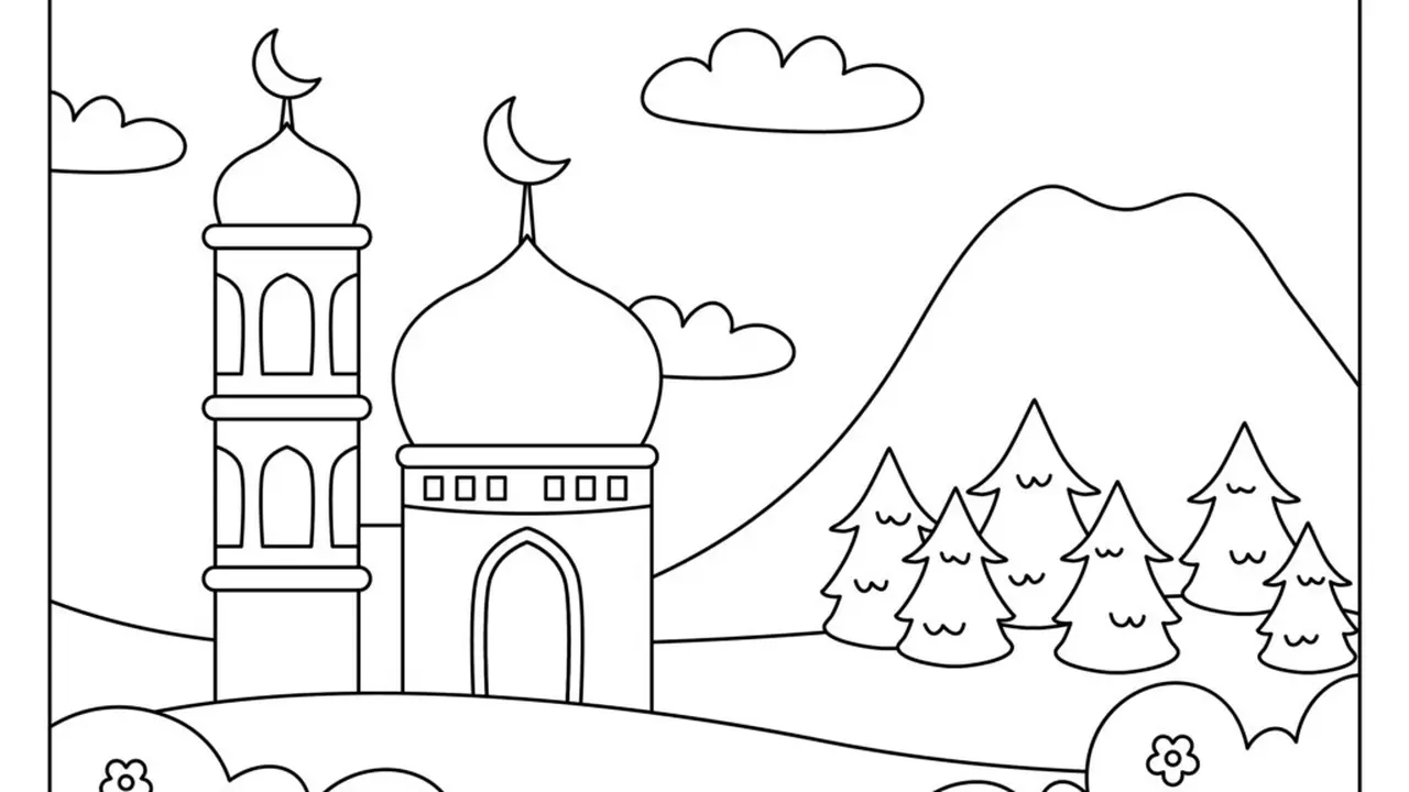 Gambar mewarnai masjid