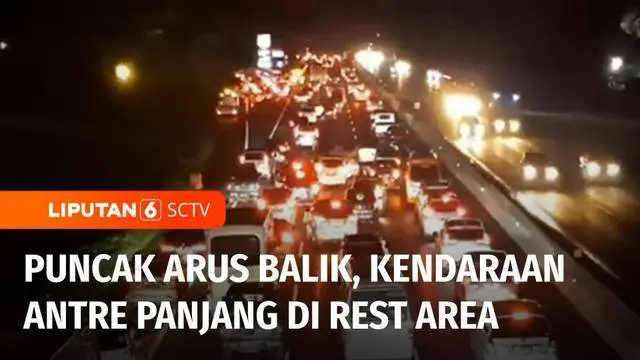 Puncak arus balik libur lebaran gelombang dua di tol Purbaleunyi Kabupaten Bandung, terpantau padat Minggu malam. Antrean kendaraan terjadi di beberapa rest area, karena banyaknya pemudik yang hendak beristirahat dan mengisi BBM.