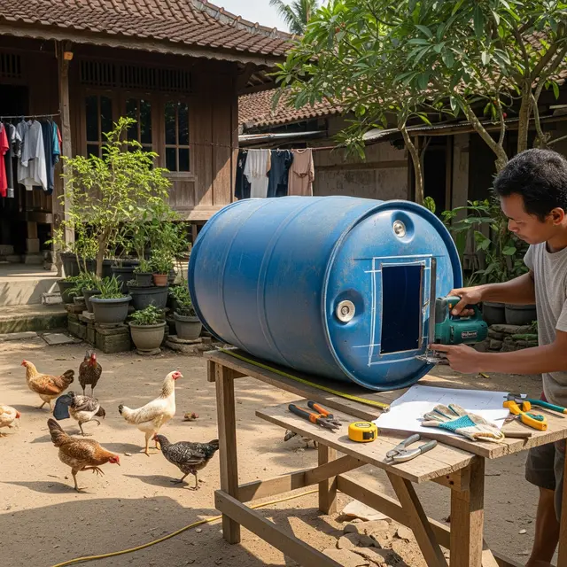 Cara Membuat Kandang Ayam dari Tong Air Bekas, Solusi Murah dan Praktis