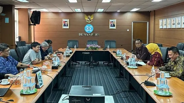 Audiensi antara Dewan Pengurus Forum Pemred dengan Ketua Dewan Pers Ninik Rahayu yang didampingi Wakil Ketua Muhammad Agung Dharmajaya dan anggota Totok Suryanto di Gedung Dewan Pers Senin (4/9/2023).