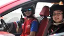 Seorang drifter internasional, Alinka Ardianti, terlihat ambil bagian dalam Gymkhana Race War 2013 (Liputan6.com/ Danu Baharuddin)