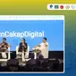 Iwan Setiawan (Moderator), Septiaji Eko (Dewan Pengarah Siberkreasi / Presidium Mafindo), Melaney Ricardo, dan Nicholas Saputra saat sesi Talk Show Obral-Obrol Literasi Digital dalam acara Peluncuran Kegiatan Literasi Digital Keluarga Besar TNI, Kamis (19/10). (Liputan6.com / Rida Rasidi)