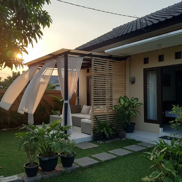 9 Inspirasi Area Santai Belakang Rumah dengan Sekat Semi Terbuka, Nyaman dan Tetap Sejuk