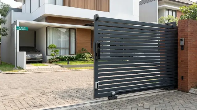 Model Gerbang Rumah Minimalis dengan Keamanan Ekstra untuk Jalan Utama