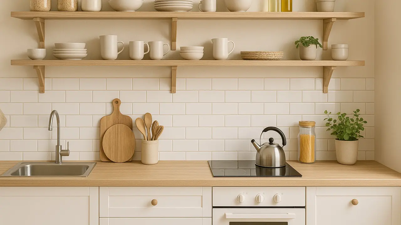 Tips Menata Dapur Kecil Minimalis dengan Rak Terbuka/Ilustrasi AI