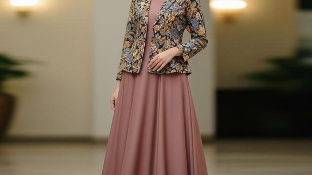 7 Model Gamis Polos Kombinasi Blazer Batik Terbaru, Tampil Stylish di Penghujung 2025