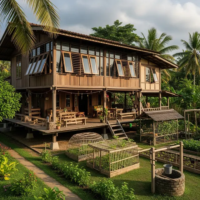 Model Rumah 2 Lantai di Desa (Gemini AI)