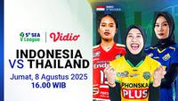 SEA V League 2025 Women’s Leg Kedua: Indonesia vs Thailand. (Sumber: dok. vidio.com)