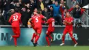Liverpool memetik kemenangan tipis 2-1 saat bertandang ke markas Swansea City, Liberty Stadium, pada laga lanjutan Premier League 2016-2017. Roberto Firmino mencetak satu gol. (Reuters/Stefan Wermuth)
