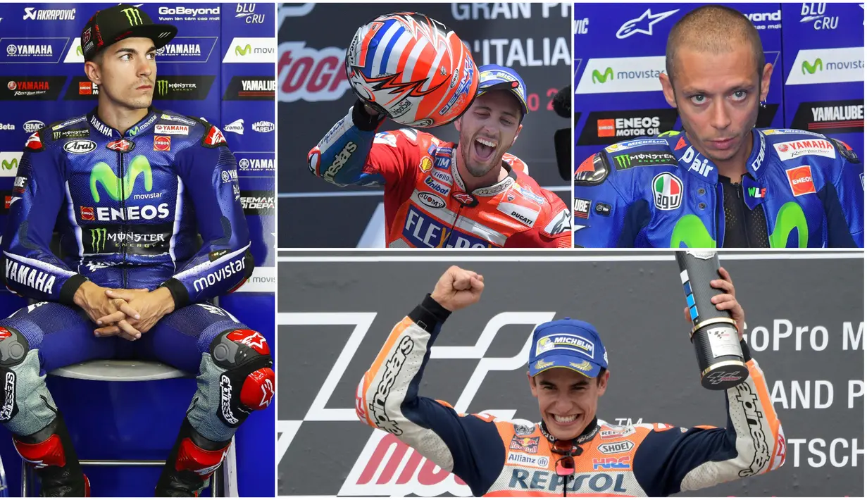 Berikut ini foto-foto dari delapan besar pemimpin klasemen MotoGP. Marc Marquez teratas dan menjadi juara paruh musim MotoGP. (Foto-foto Kolase dari AP dan EPA)