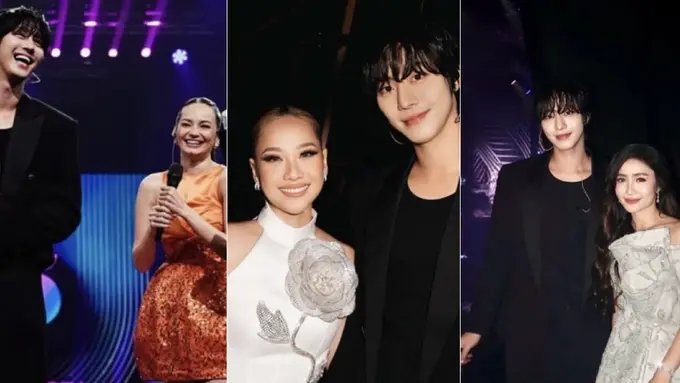 Enzy Storia, Bunga Citra Lestari, dan Febby Rastanty saat Bersebelahan dengan Aktor Korea, Ahn Hyo Seop. [@enzystoria/@itsmebcl/@febbyrastanty]