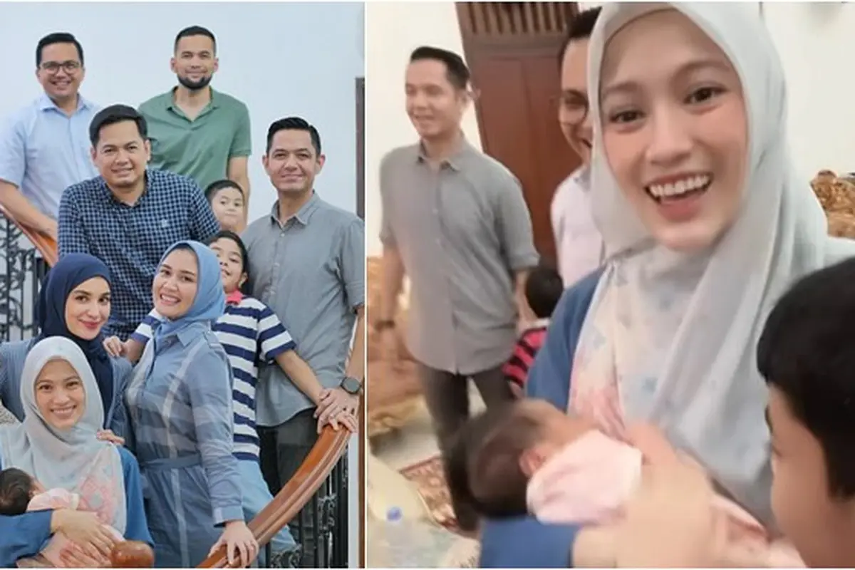 6 Momen Geng Mewah Jenguk Anak Ketiga Alyssa dan Dude Harlino, Sekalian Reuni