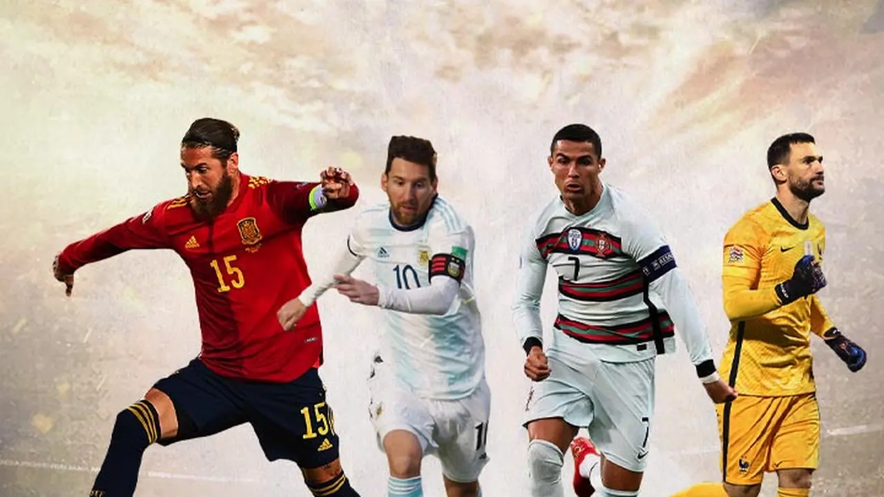 Ilustrasi - Sergio Ramos, Lionel Messi, Cristiano Ronaldo, Hugo Lloris