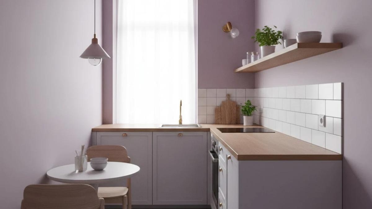 Ilustrasi Dapur dengan Cat Warna Lilac