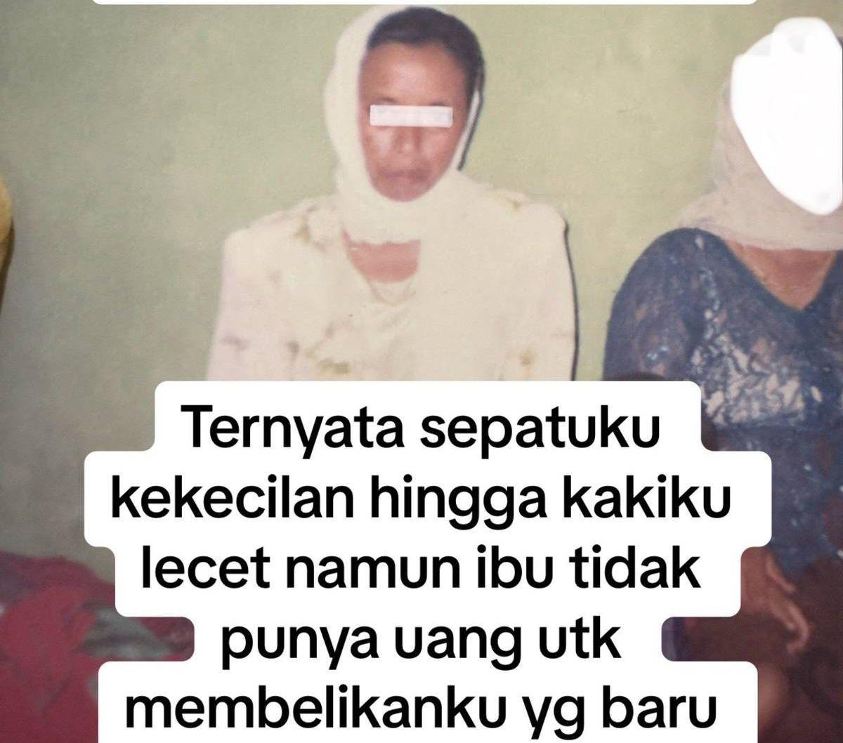 "Ibu bilang sepatuku masih muat, Ibu suruh aku memakai sepatu dilapisi plastik agar mudah masuk. Ternyata sepatuku kekecilan hingga kakiku lecet namun Ibu tidak punya uang untuk membelikanku yang baru," sambungnya.<br>