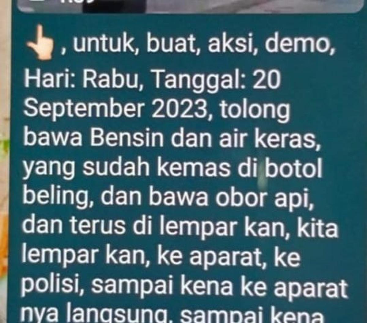 Unjuk rasa sejumlah organisasi masyarakat (ormas) islam, koalisi sipil, sampai mahasiswa itu untuk membela masyarakat di Pulau Rempang, Batam.&nbsp;<br>