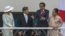 Presiden Jokowi menerima kunjungan kenegaraan Kaisar Jepang Naruhito di Istana Kepresidenan, Bogor. (Bay Ismoyo/Pool Photo via AP)