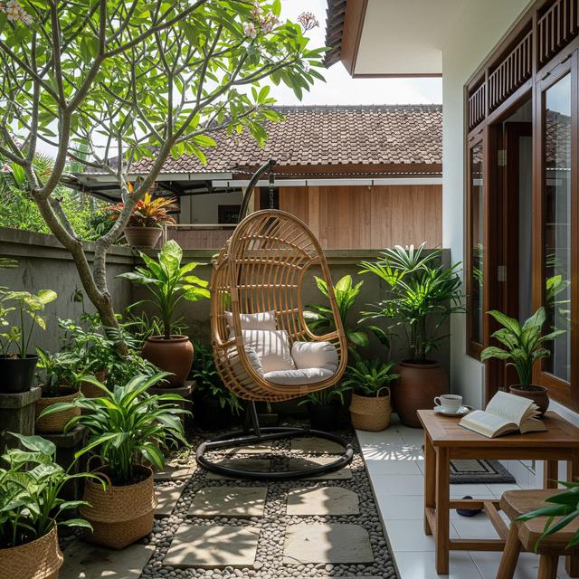 12 Desain Teras Rumah Kecil dengan Kursi Gantung, Area Sempit Jadi Ruang Santai