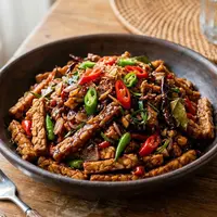 Resep tempe cabe rawit untuk menu pedas sederhana. [AI Generated]