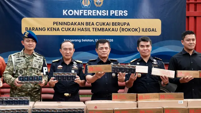 Bea Cukai menggagalkan peredaran 8,26 juta batang rokok ilegal di jalur Pelabuhan Penyeberangan Merak-Bakauheni. (Foto: Bea Cukai)