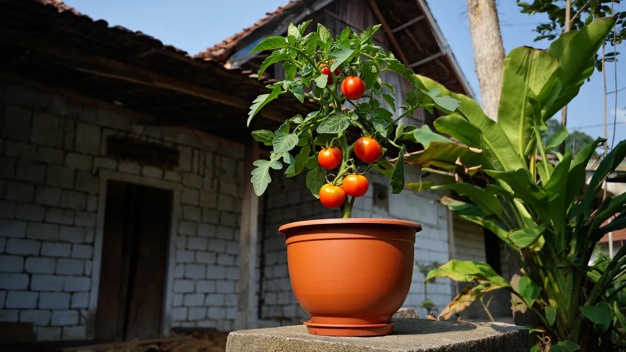 Tanaman tomat di pot (Foto: Reve Art AI)