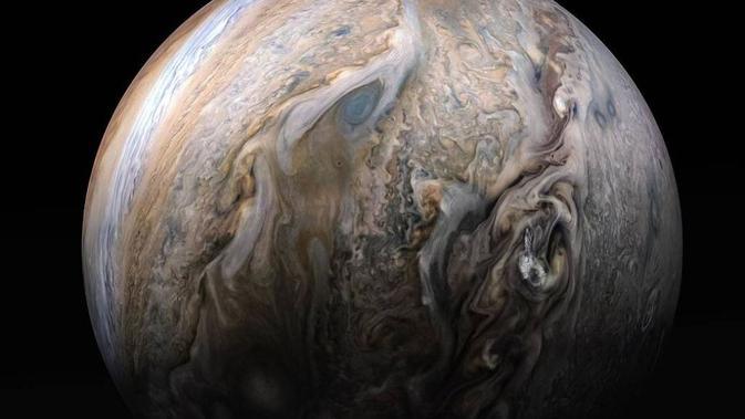 Foto terbaru Jupiter yang diambil dari wahana jelajah NASA. (NASA/JPL-Caltech/SwRI/MSSS/Kevin M. Gill)