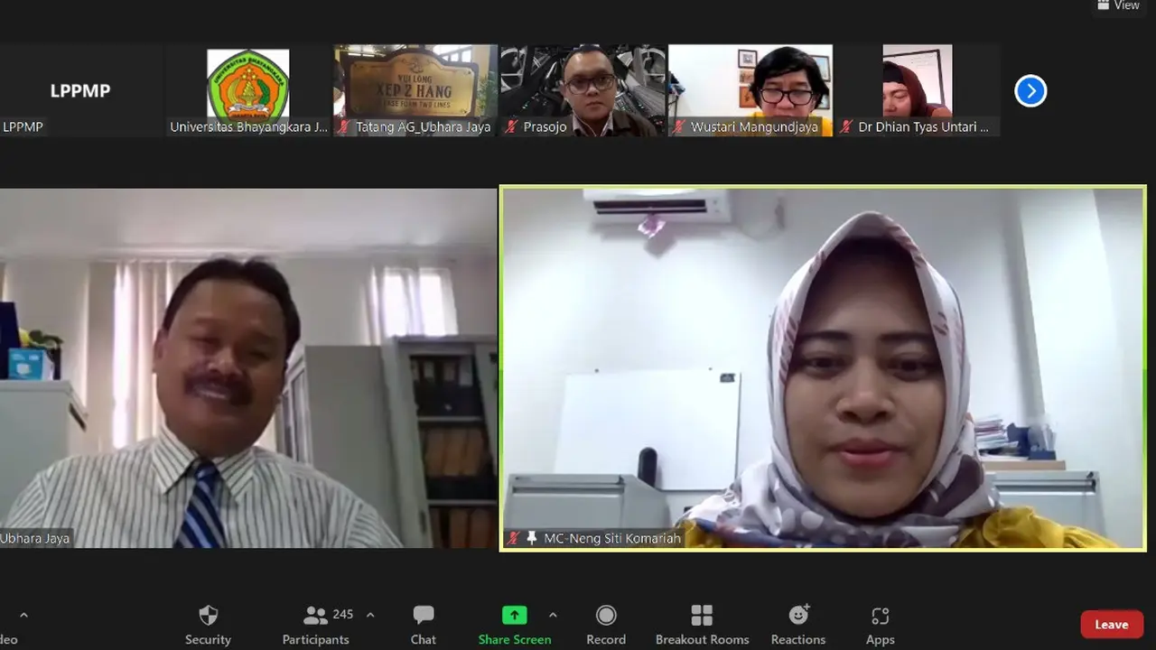 LPPMP Ubhara Jaya menggelar webinar Peningkatan Kompetensi Mahasiswa dan Dosen sebagai upaya memenangkan Program Kreativitas Mahasiswa (PKM) Kemendikbud 2022. (Istimewa)