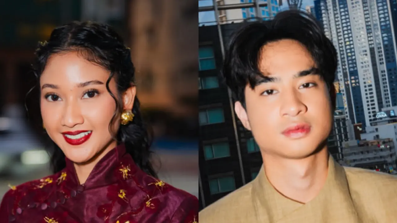 Claresta Taufan dan Devano Danendra saat hadir di World Premier Film Pangku di Busan International Film. [@armanfebryan]