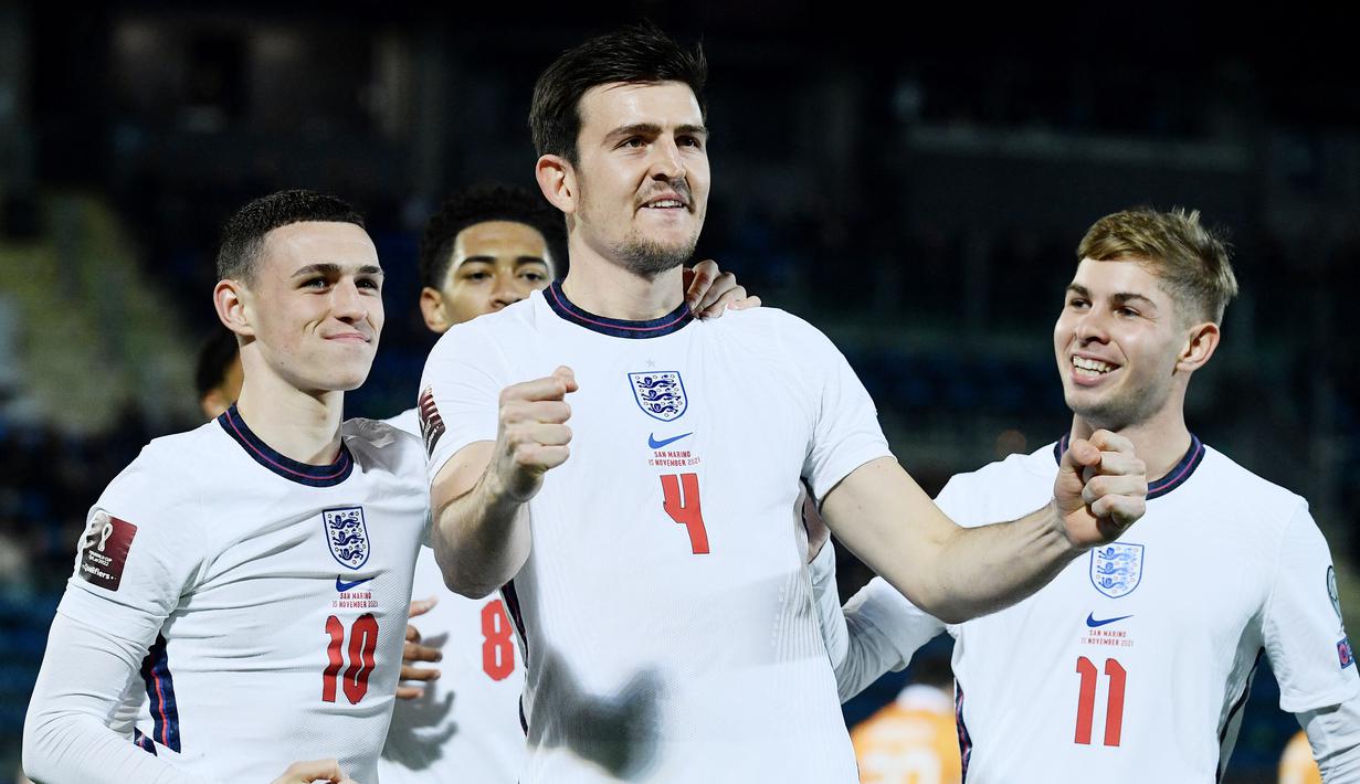 <p>Tim nasional Inggris menempati posisi teratas dengan skuad harga tertinggi di Piala Dunia 2022 Qatar. Harga total The Three Lions saat ini mencapai 1 miliar euro atau setara dengan Rp15,6 triliun. (AFP/ Filippo Monteforte)</p>