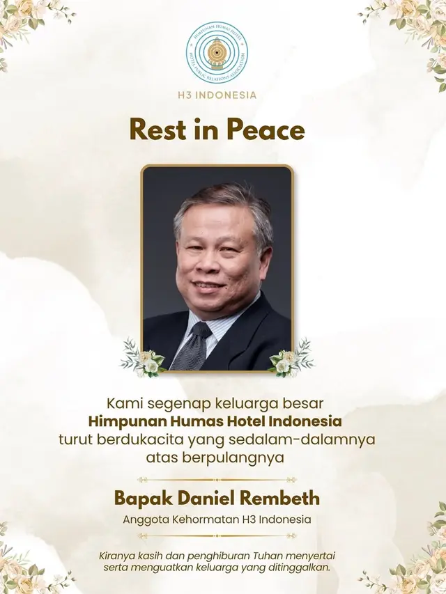 John Daniel Rembeth meninggal dunia pada Rabu (19/8/2026) di RS MMC Jakarta. (Instagram @himpunanhumashotel)