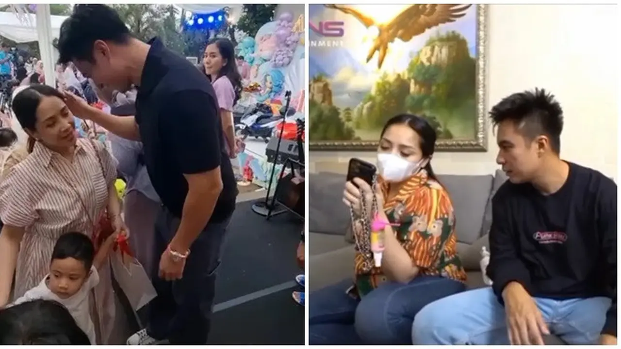 6 Potret Baim Wong dan Nagita Slavina, Sikap Elus Kepala di Ultah Azura Disorot