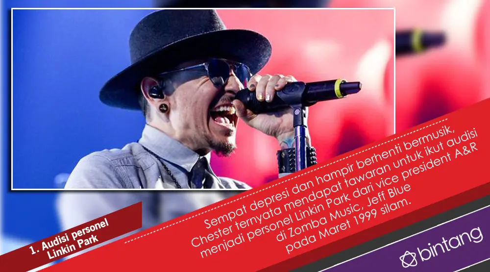 Menilik Perjalanan Chester Bennington Bersama Linkin Park. (Foto: AFP/Rich Fury/GETTY IMAGES NORTH AMERICA, Desain: Nurman Abdul Hakim/Bintang.com)