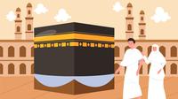 Ilustrasi haji, umrah, Makkah. (Image by Freepik)