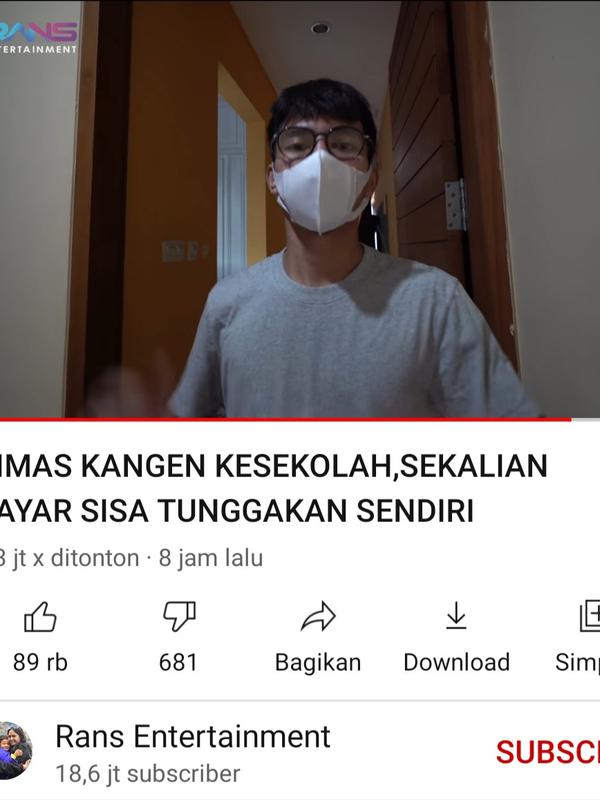 Konten Dimas Ahmad. (Foto: YouTube Rans Entertainment)