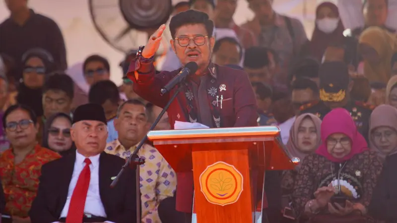 Menteri Pertanian Syahrul Yasin Limpo saat menghadiri Penas Tani XVI di Padang, Sabtu (10/6/2023). (Liputan6.com/ ist)