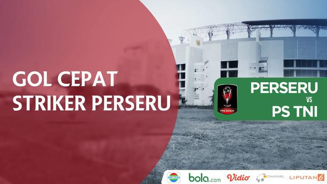 Silvio Escobar mencetak gol cepat saat Perseru menghadapi PS TNI, Minggu (28/1/2018).