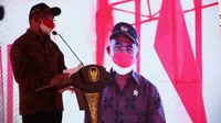 Menko PMK Muhadjir Effendy memberikan sambutan dalam acara Pencanangan Uji Klinis Fase 1 Vaksin Merah Putih di RSUD Dr. Soetomo Surabaya, Rabu (9/2/2022). (Dok Kemenko PMK RI)